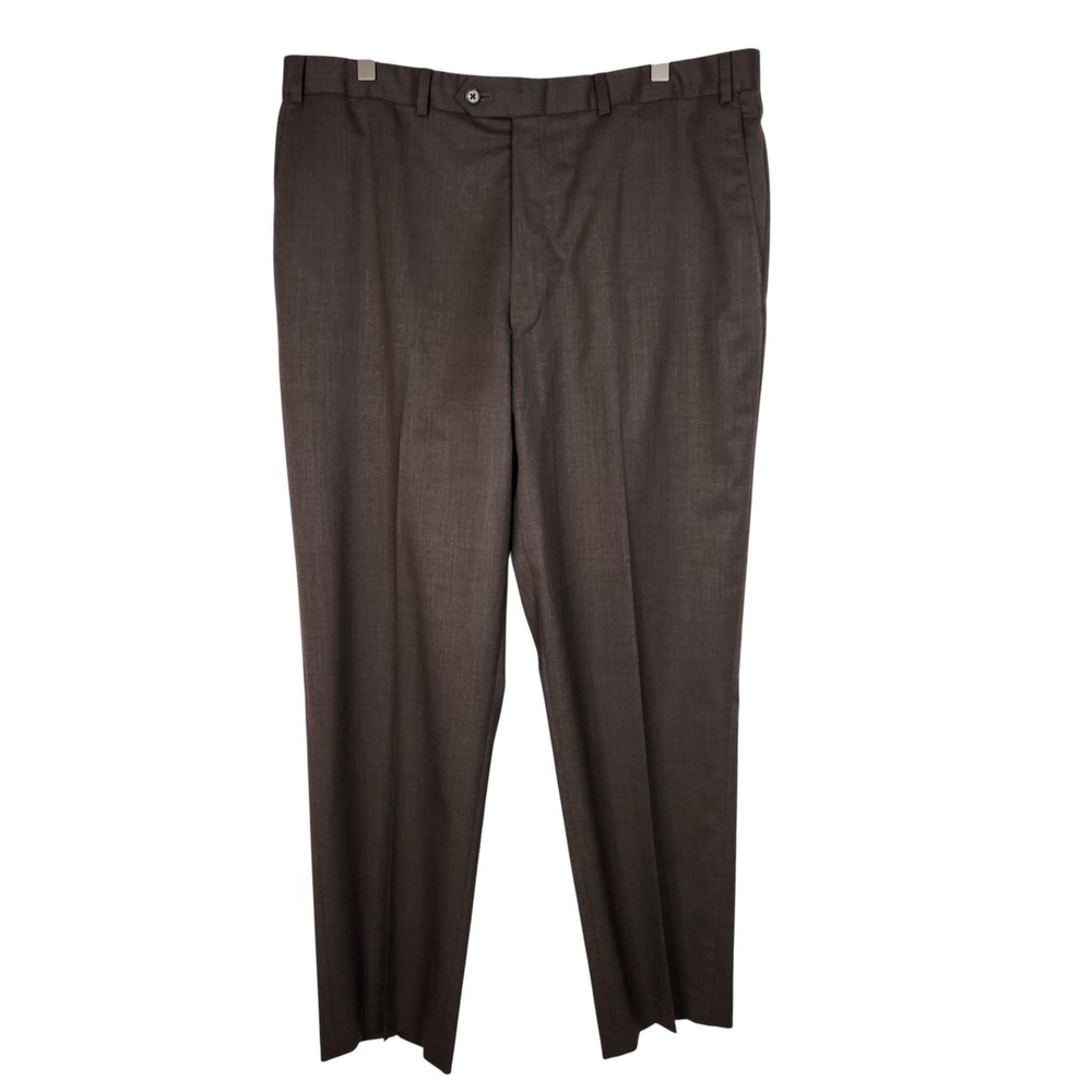 HART SCHAFFNER MARX Dress Pants Mens 38 Brown Wool Stretch Flat Front Suit